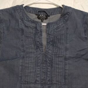A.P.C. Denim Blue Pleated Blouse/dress